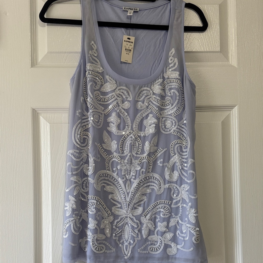 Express Lavender Sequin Scoop Neck Tank